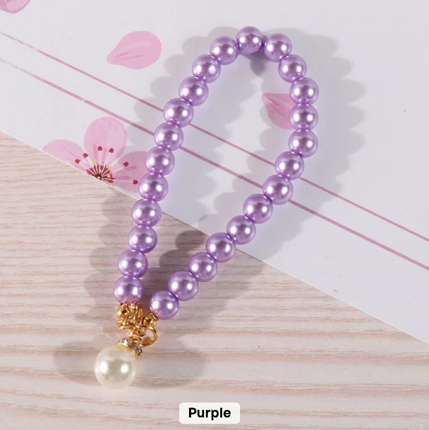 Purple pearl personalised photo keychain