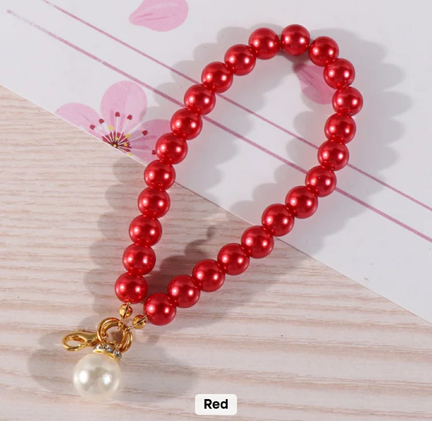 Red pearl personalised photo keychain