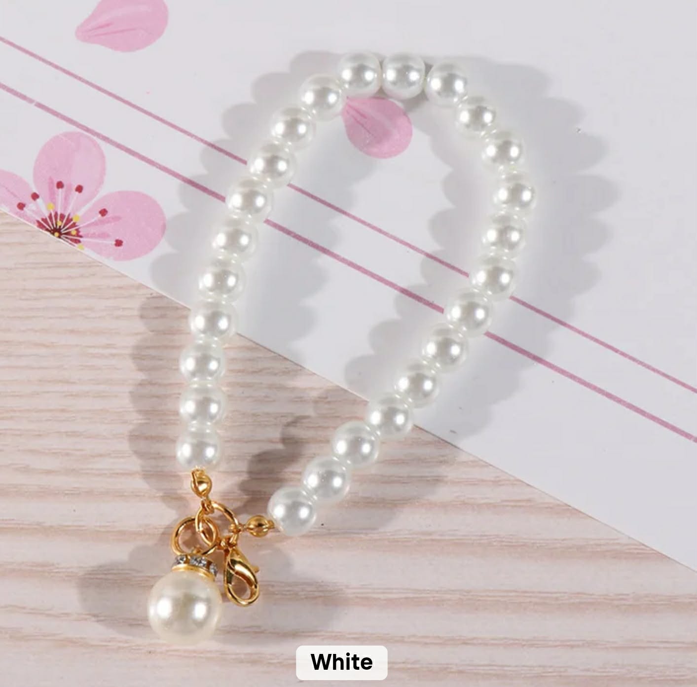 White pearl personalised photo keychain