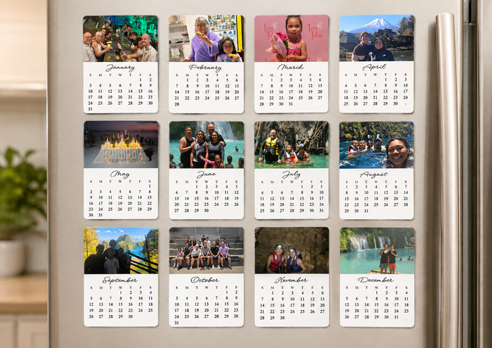 12-Month Personalised Photo Magnet Calendar – 70mm × 100mm Rectangle