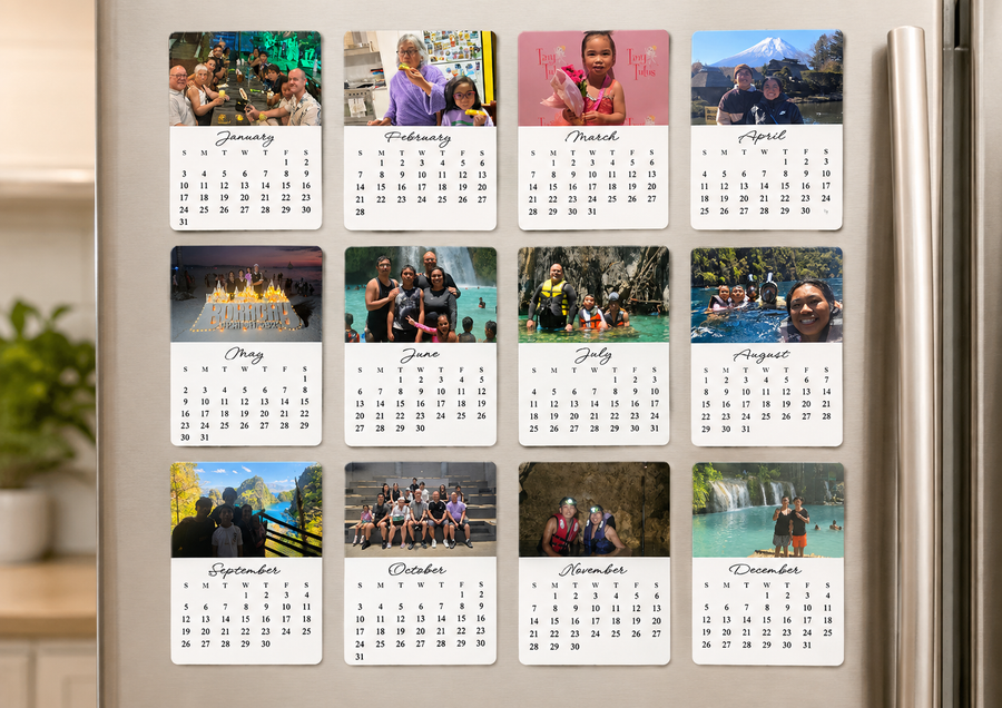 12-Month Personalised Photo Magnet Calendar – 70mm × 100mm Rectangle