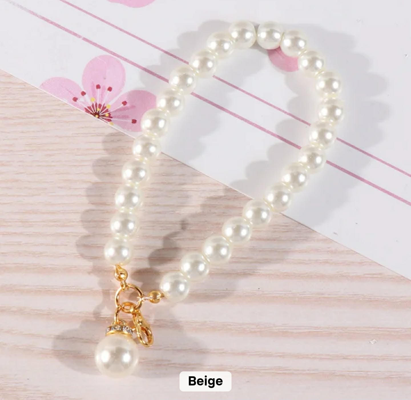 Beige pearl personalised photo keychain