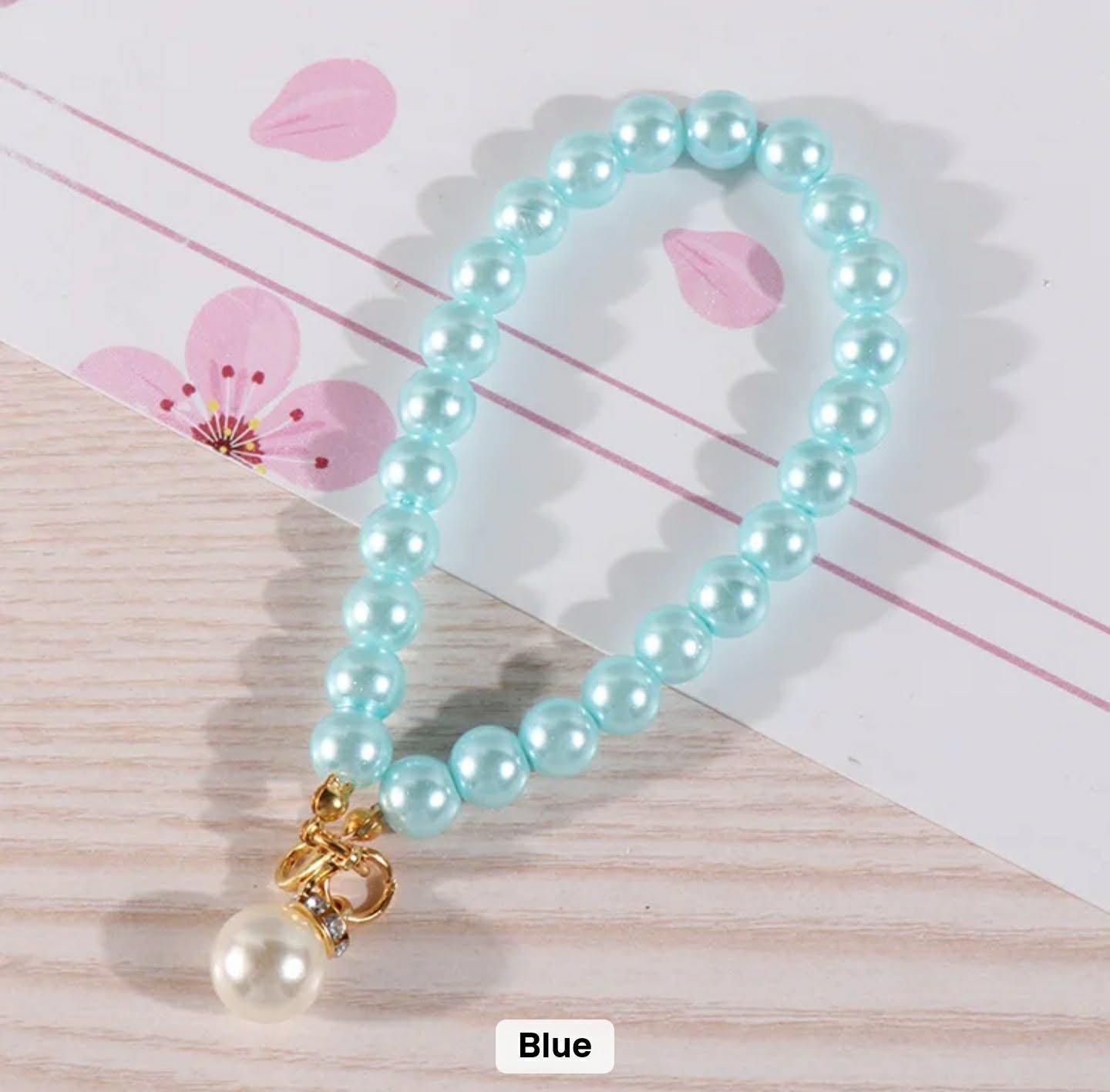 Light blue pearl personalised photo keychain