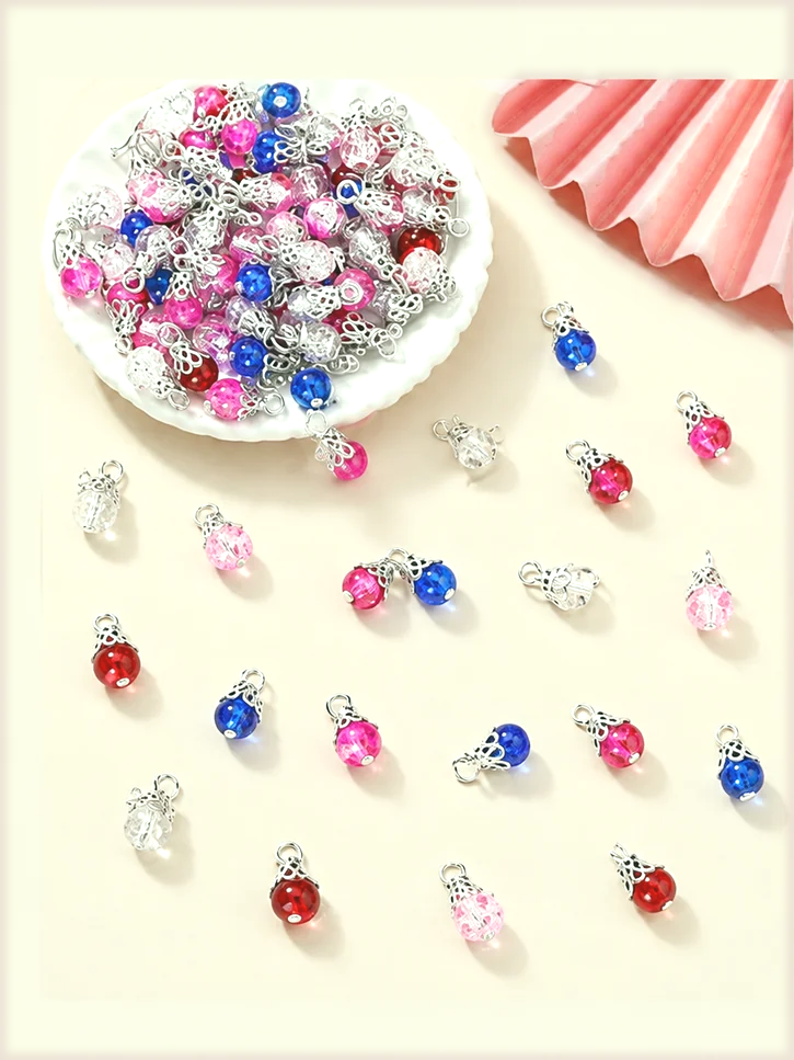 Transparent Crackle Glass Dangle Charm